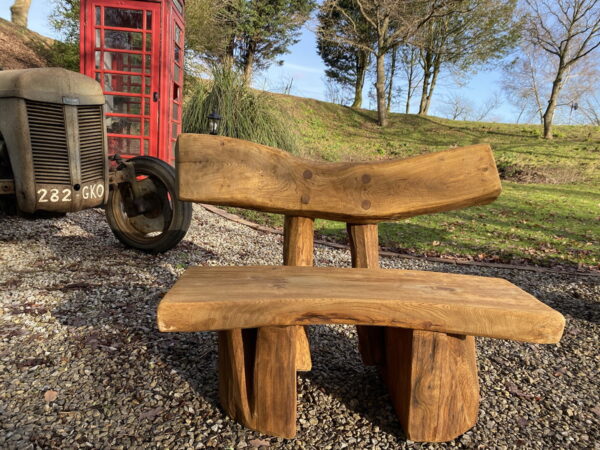 Solid oak garden bench banana shape 1m