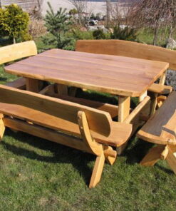 Solid oak table set garden furniture