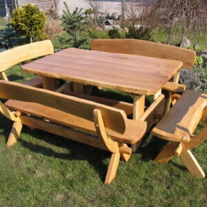 Solid oak table set garden furniture