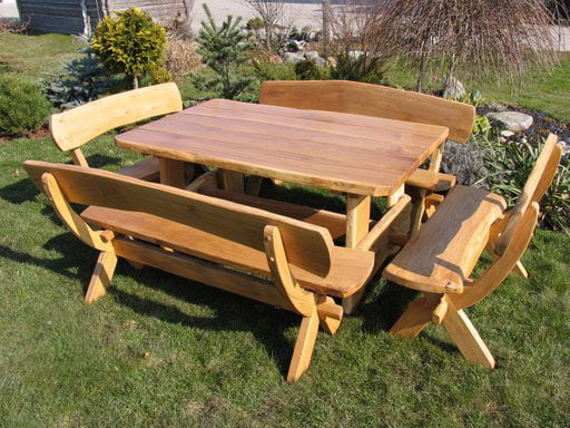 Solid oak table set garden furniture