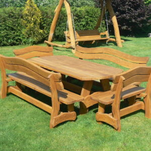 Rustic oak outdoor table set