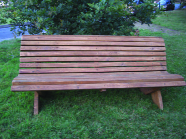 Rustic company park bench in two meters