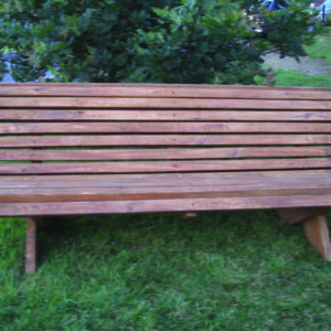 Rustic company park bench in two meters