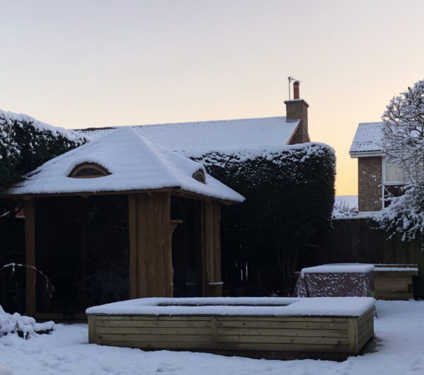 enclosed summerhouse with slidding doors form rustic compny