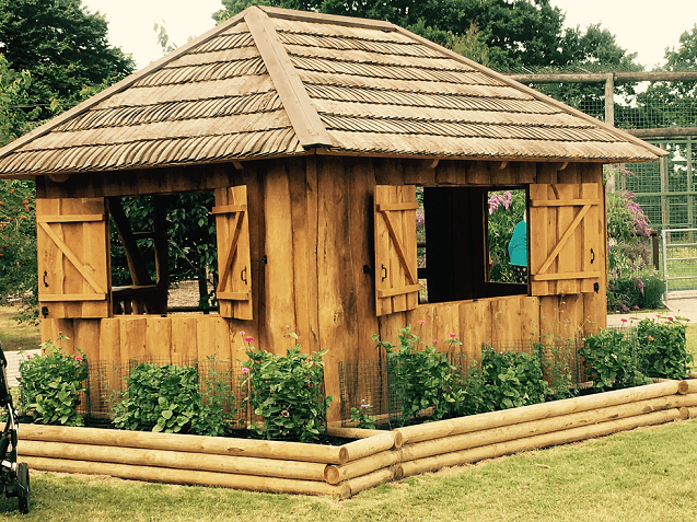 Rustic company summerhouse with windows