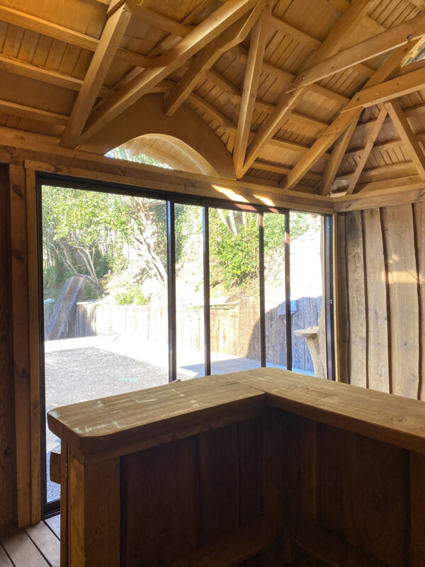 Bespoke bar featuring sliding glass doors