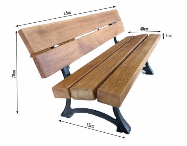 Oak bench dimensions are mentioned