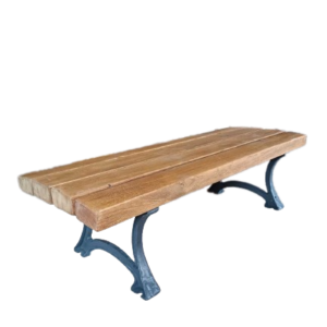 oak garden bench with cast iron legs