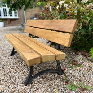 solid oak bench with backrest