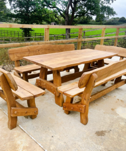 2 meter TRADITIONAL Solid OAK TABLE SET of 5
