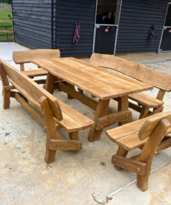 Alternative view of 2 meter TRADITIONAL Solid OAK TABLE SET of 5